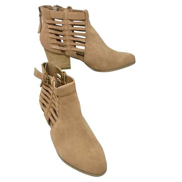 Sole Society Shoes - Sole Society women's tan suede strappy ankle booties size 7
